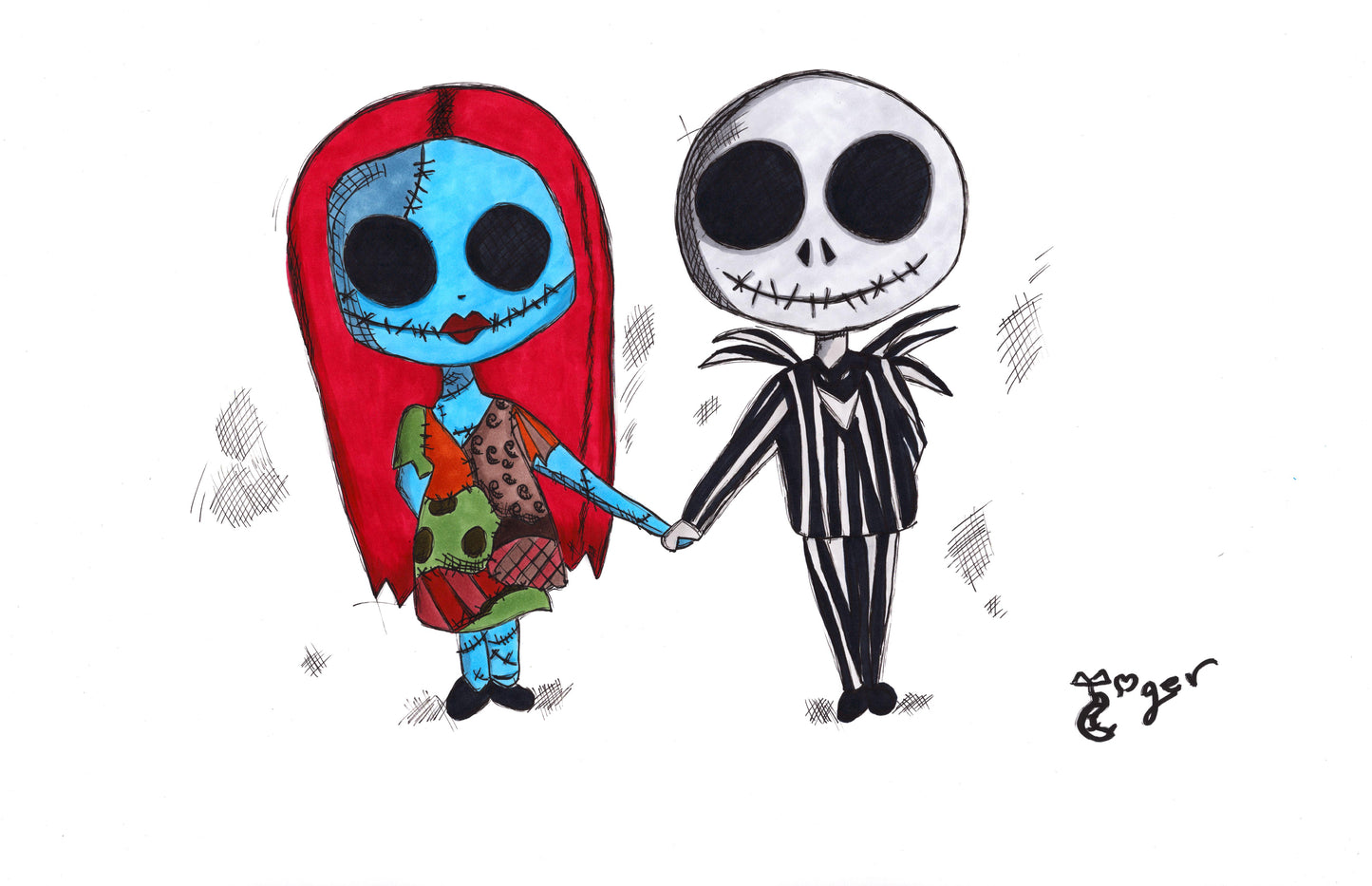 Jack and Sally - 11x17 Character Drawing