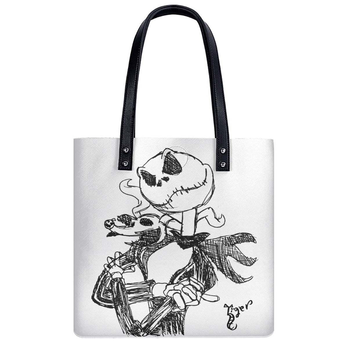 Small Tote - Jack Skellington - White PU Leather