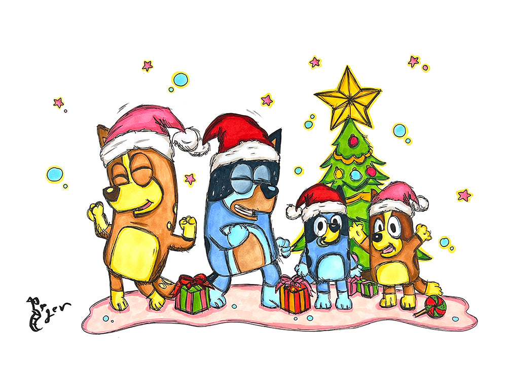 Art Print - B9 Bluey - Heeler Family Christmas (Copy)