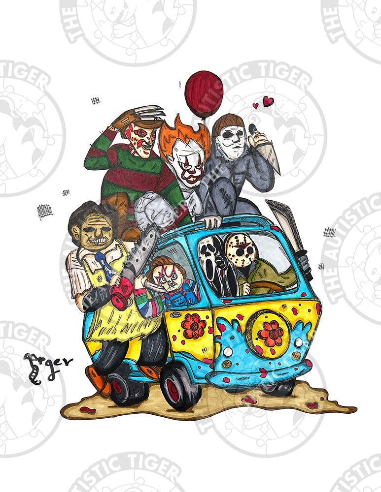 Art Print - N59 Horror Guys in Mystery Machine