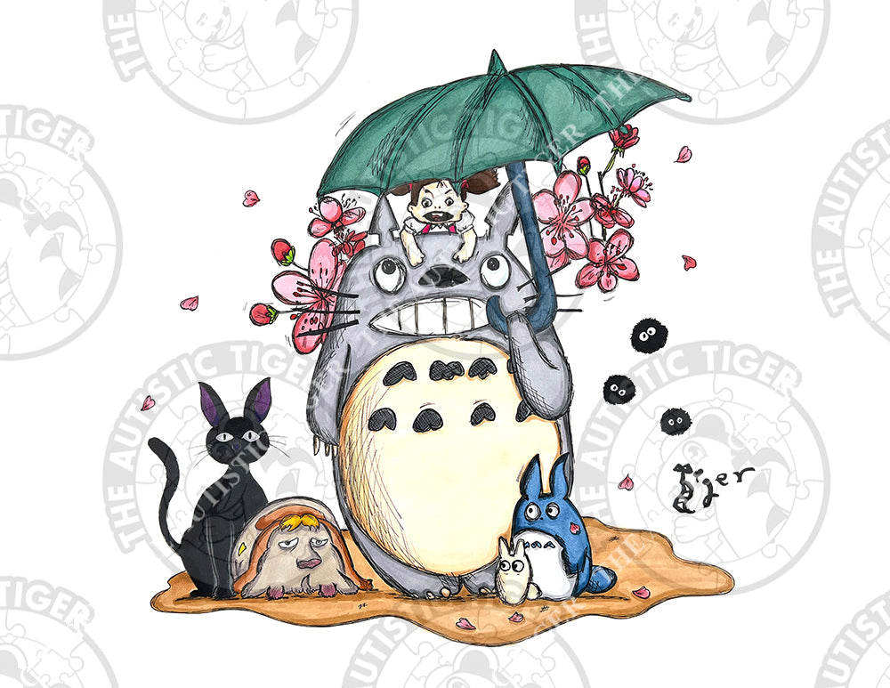 Art Print - N67 Totoro with Umbrella - Spirited Away Ghibli