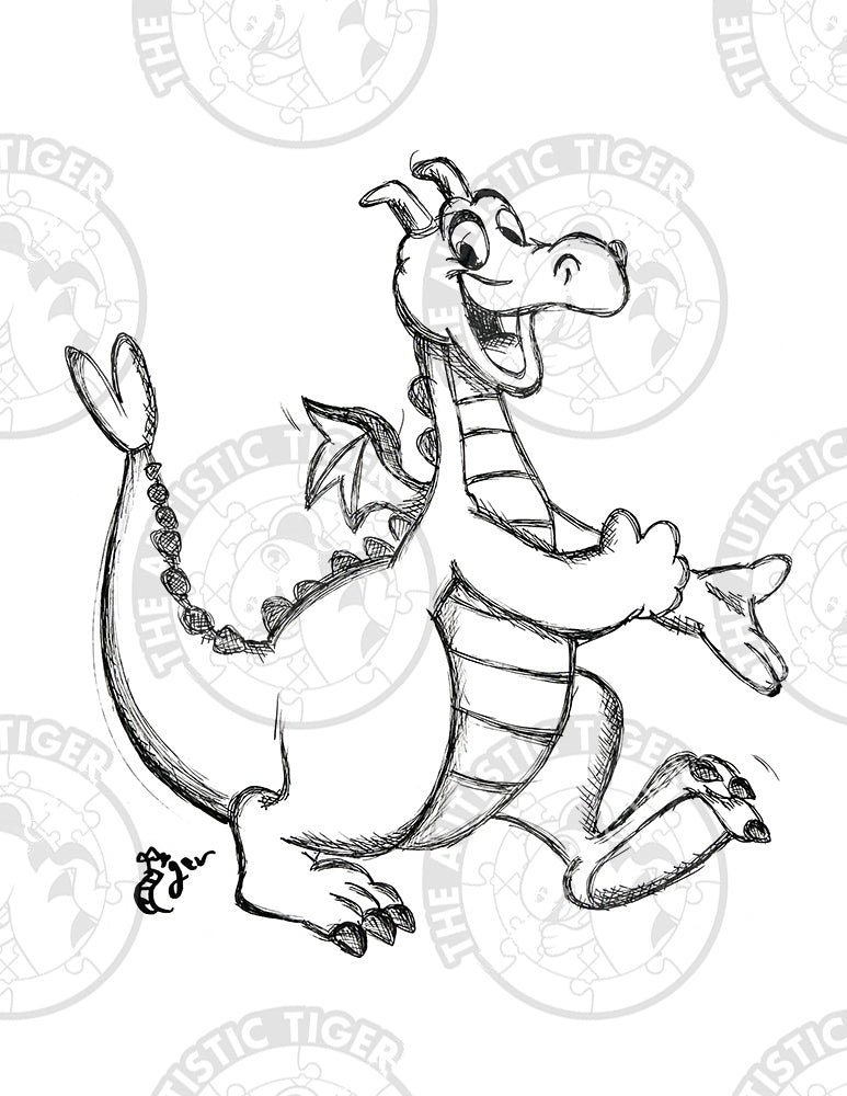 Art Print - P47 Figment B/W - Epcot