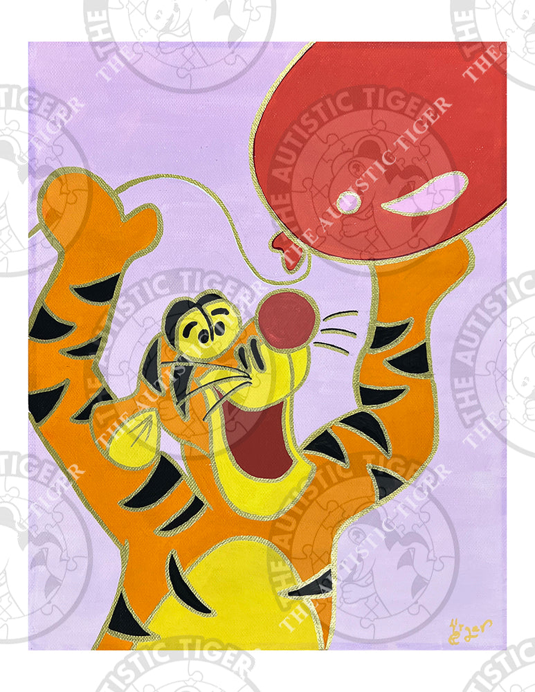 11x14 Painting of Tigger and Balloon
