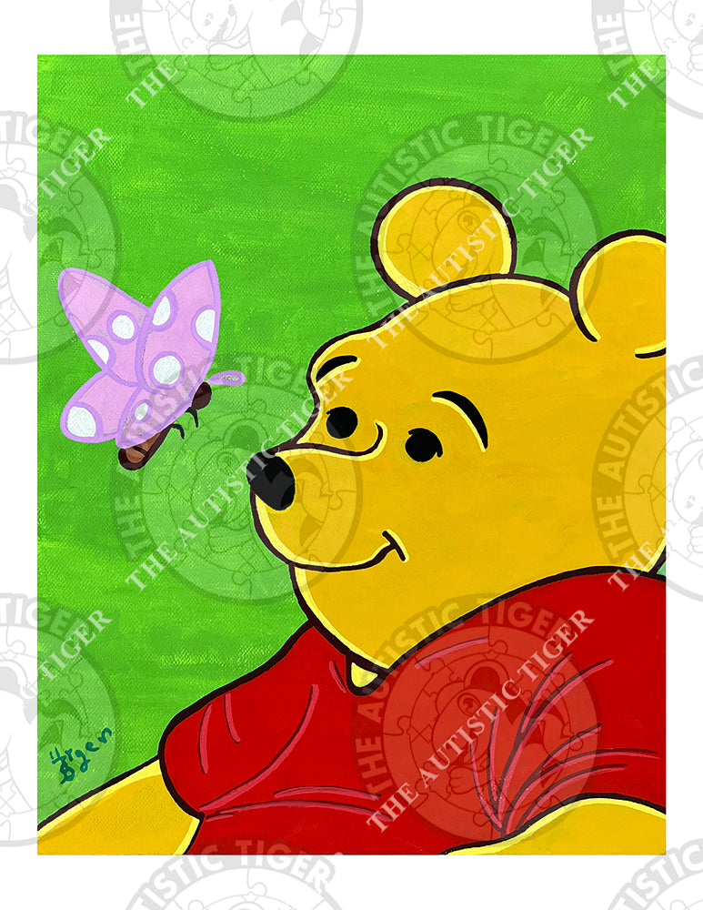 11x14 Painting of Winnie the Pooh and Butterfly