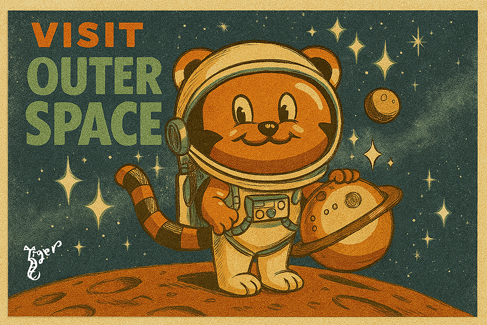 Art Print - PC5 Visit Outer Space - TAT Postcard