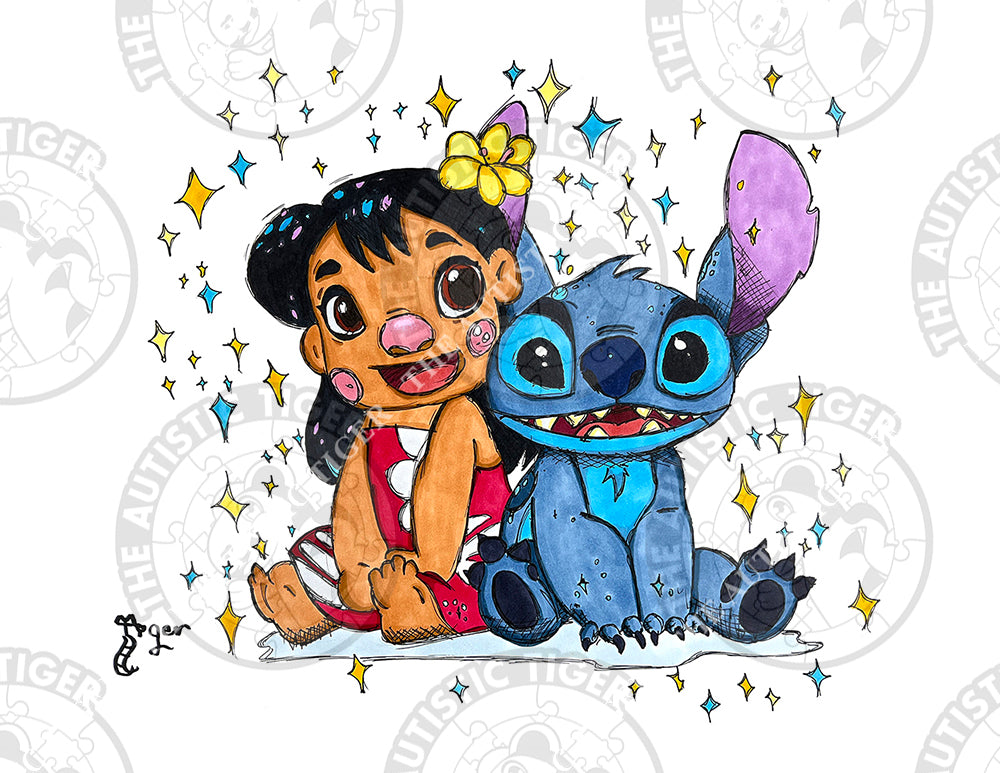 Art Print - S6 Lilo and Stitch Sitting - Lilo and Stitch