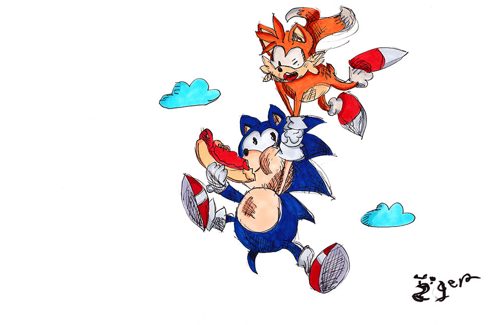 Sonic and Tails - 11x17 Character Drawing