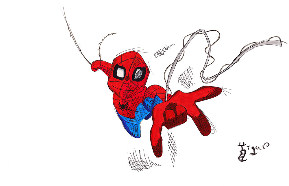 Spider-Man Shooting Web - 11x17 Character Drawing