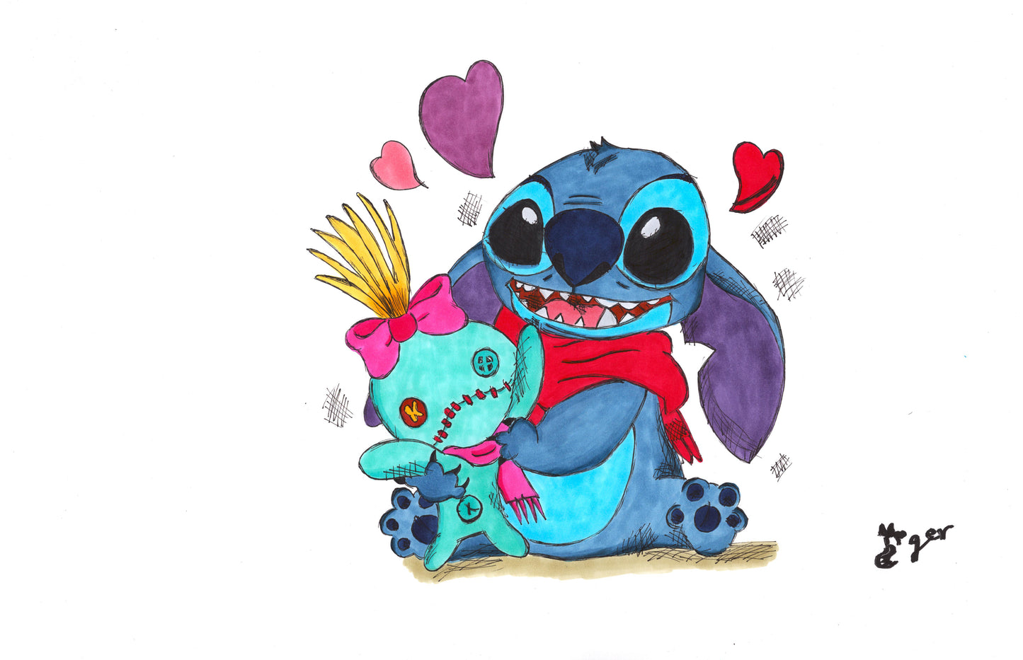 Stitch and Scrump - 11x17 Character Drawing