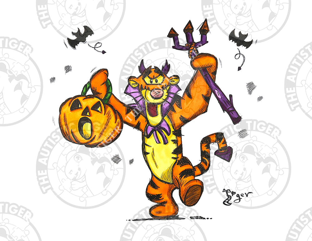 Art Print - W2 Tigger or Treat - Winnie the Pooh DIsney