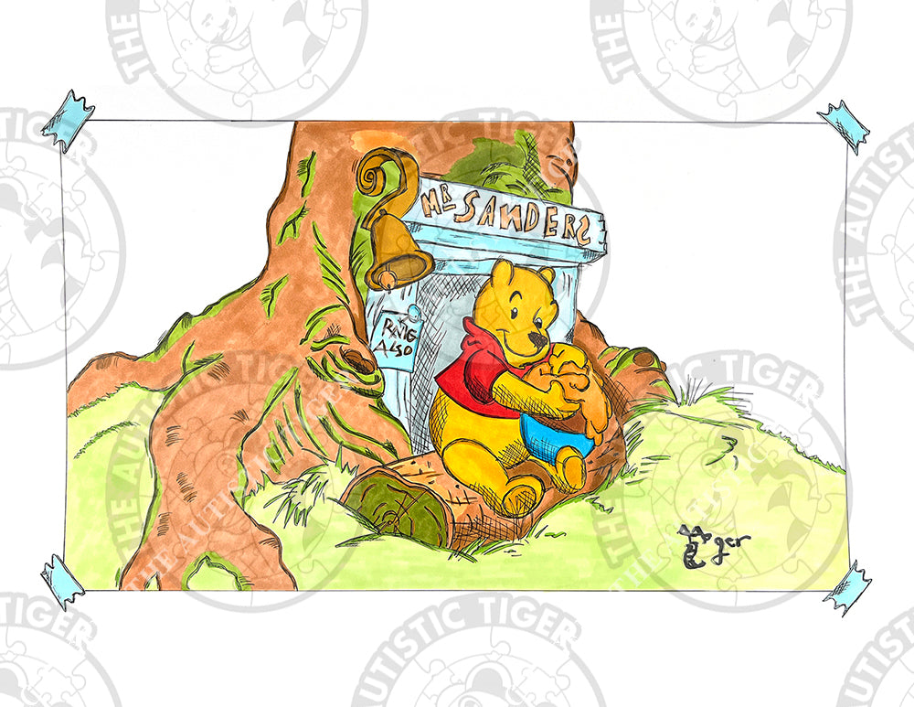 Art Print - W7 Pooh at his House - Winnie the Pooh DIsney