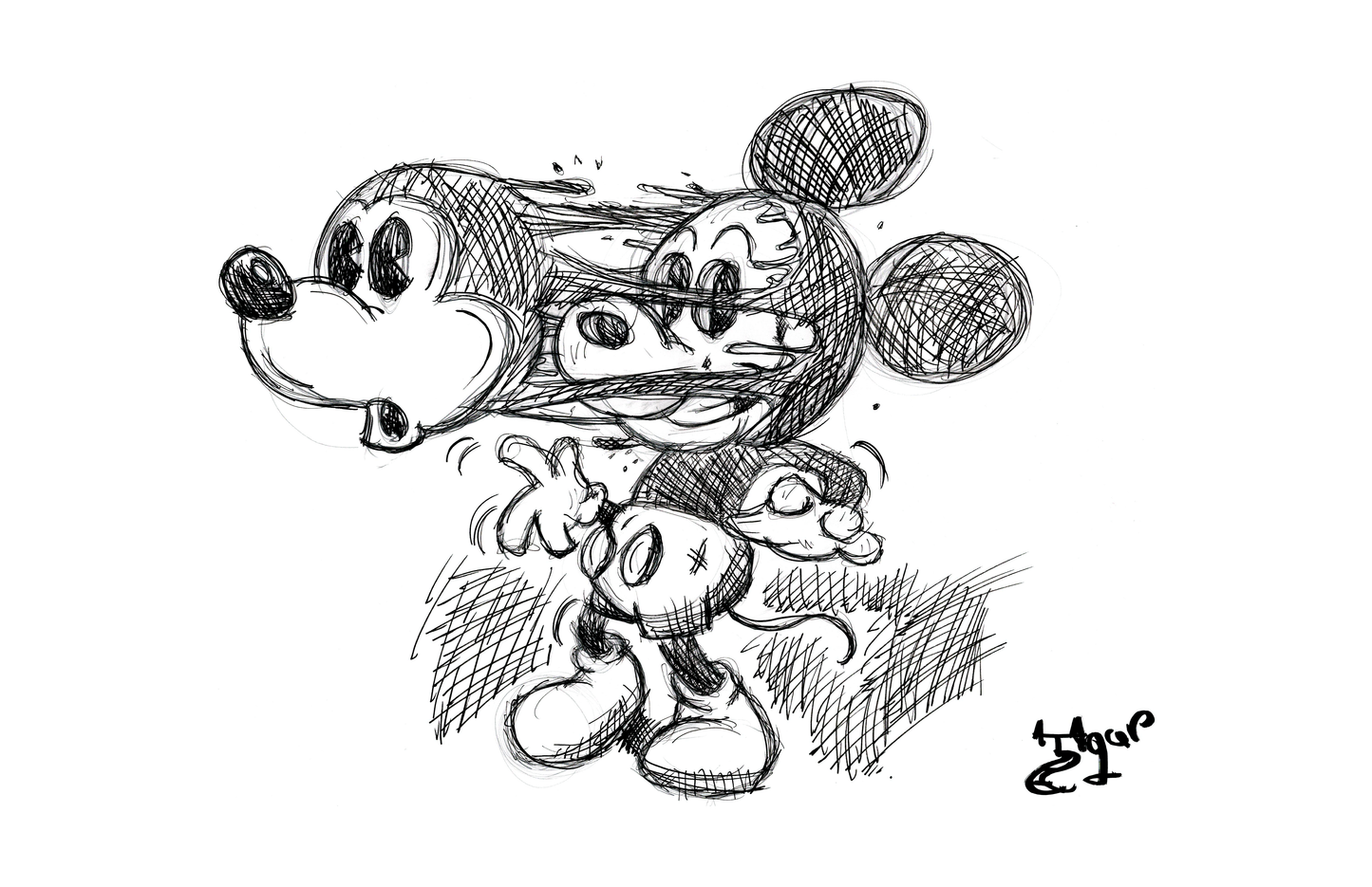Mickey Face Off Drawing