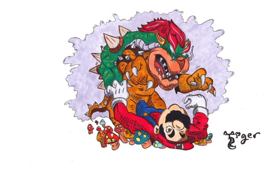 Bowser and Mario 11x17 Character Drawing