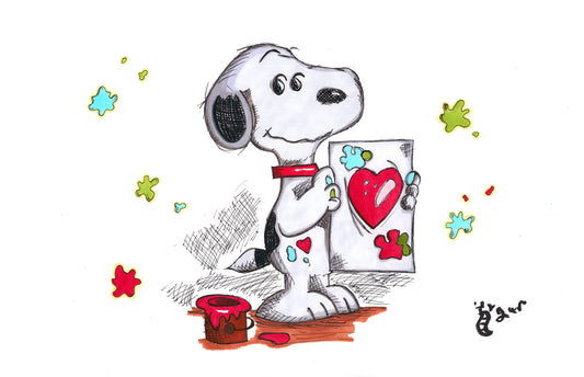 Snoopy Valentine 11x17 Character Drawing
