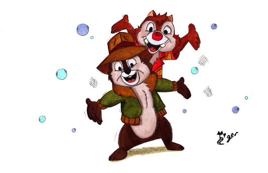 Chip and Dale 11x17 Character Drawing