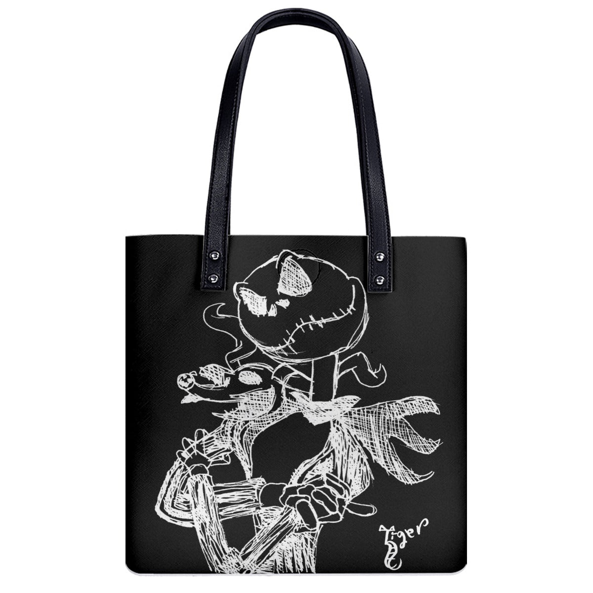 Small Tote - Jack Skellington - Black PU Leather