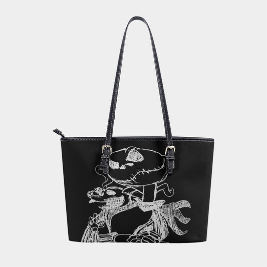 Large Tote - Jack Skellington - Black PU Leather