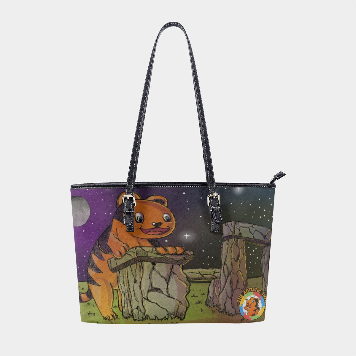 Large Tote - The Autistic Tiger Stonehenge - PU Leather