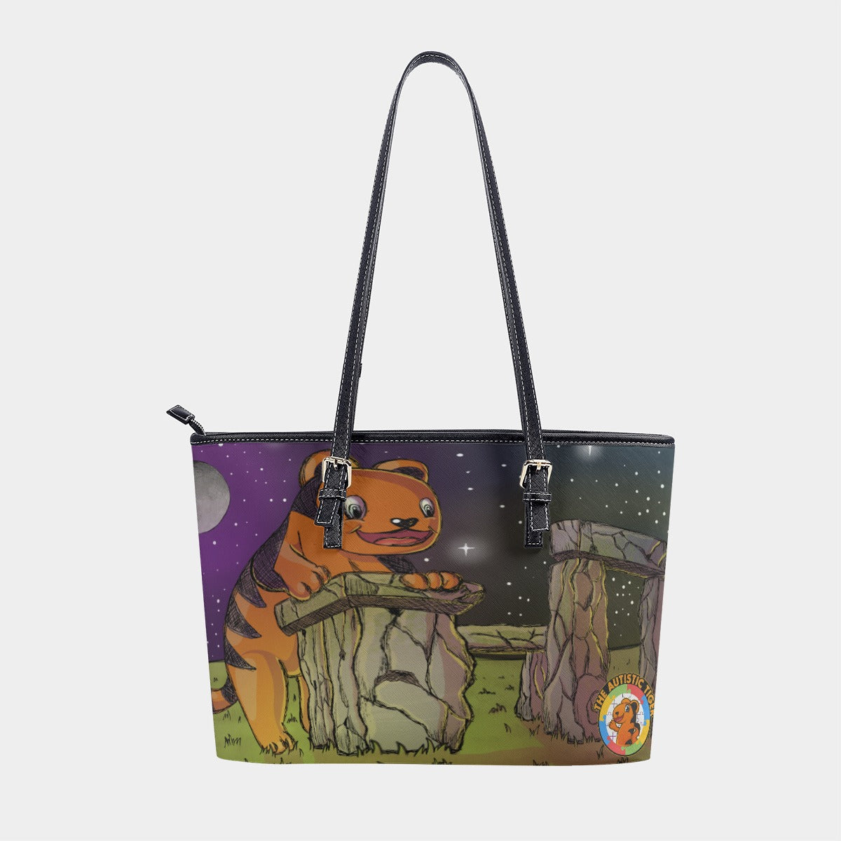 Large Tote - The Autistic Tiger Stonehenge - PU Leather