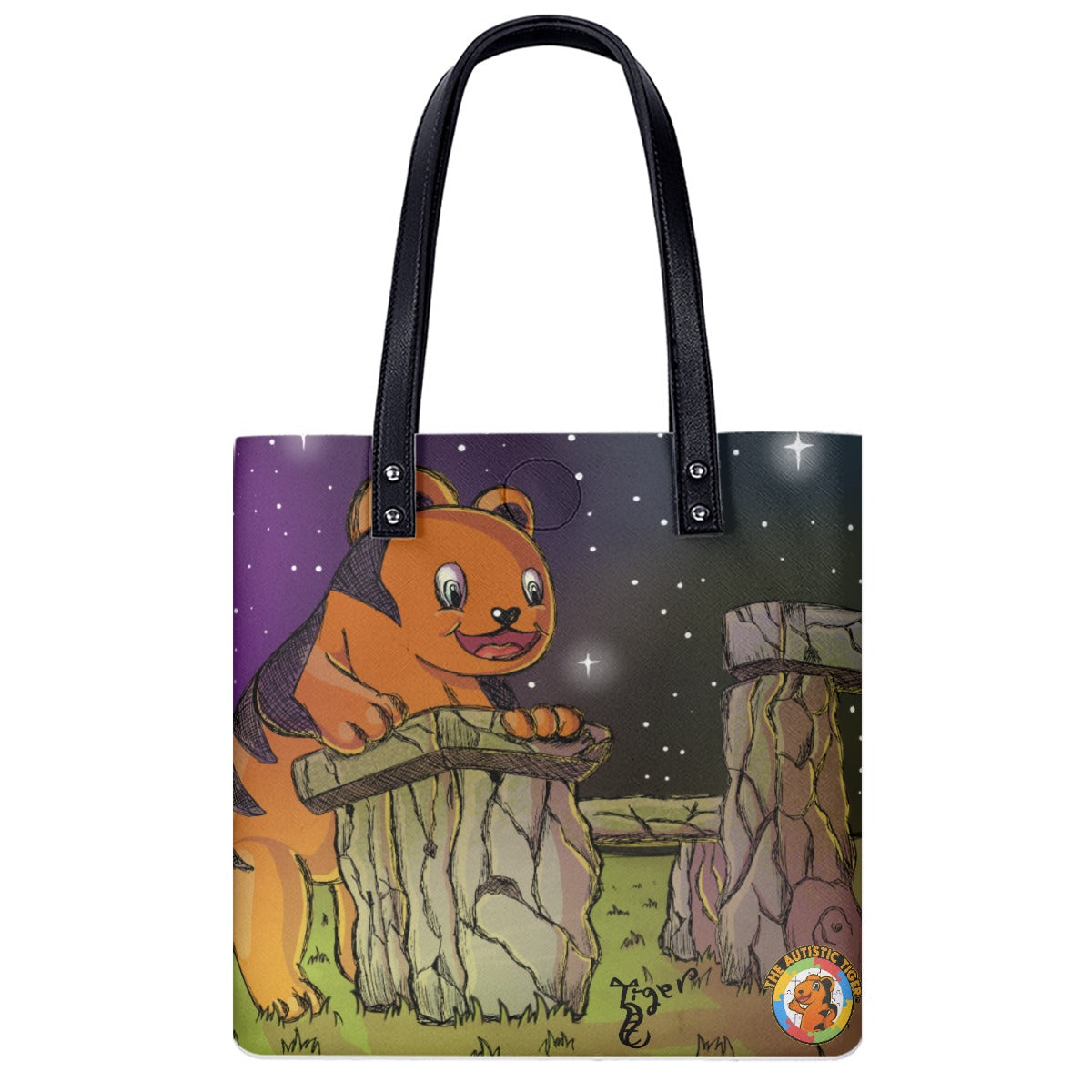 Small Tote - The Autistic Tiger Stonehenge - PU Leather