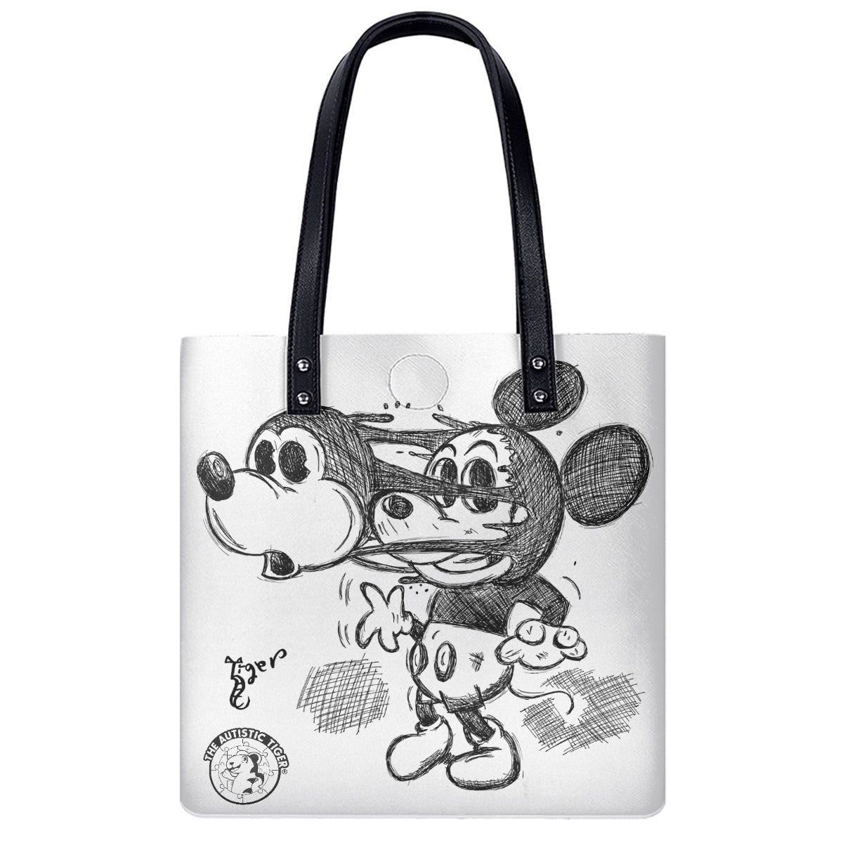 Small Tote - Mickey Face Off - White PU Leather