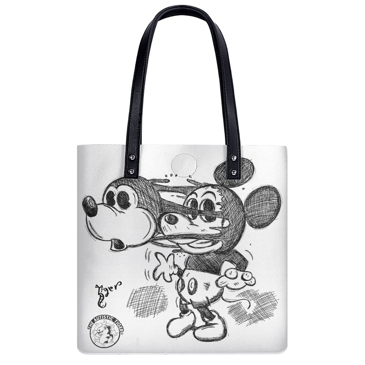 Small Tote - Mickey Face Off - White PU Leather