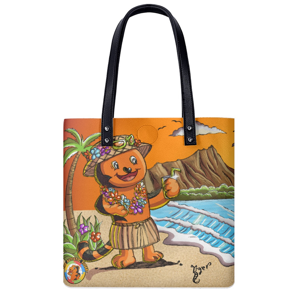 Small Tote - The Autistic Tiger Hawaii - PU Leather