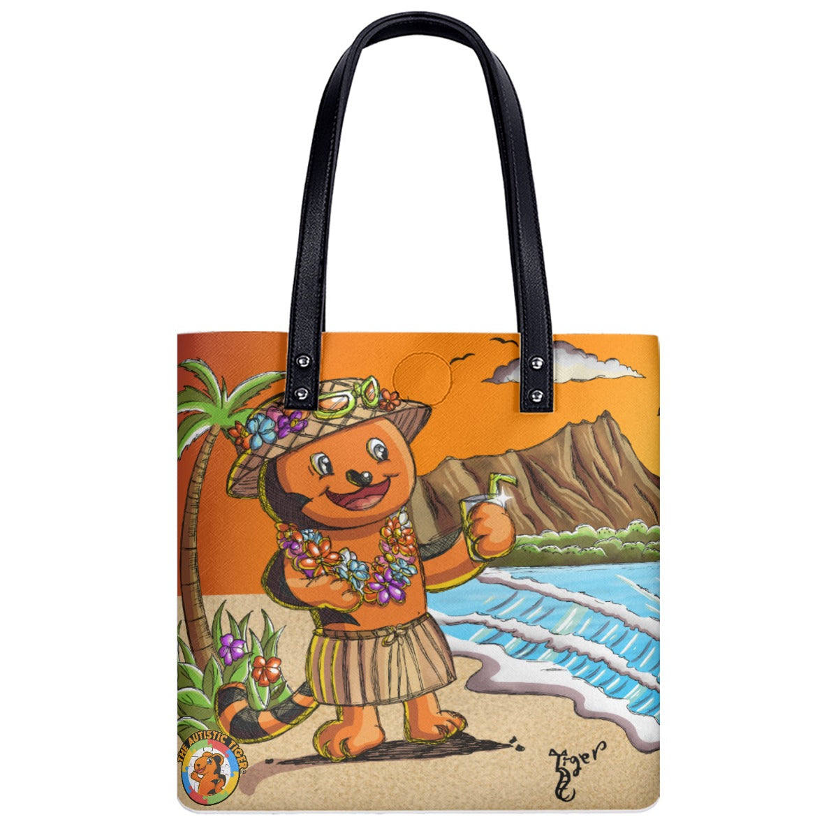 Small Tote - The Autistic Tiger Hawaii - PU Leather