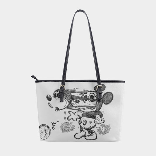 Large Tote - Mickey Face Off - White PU Leather