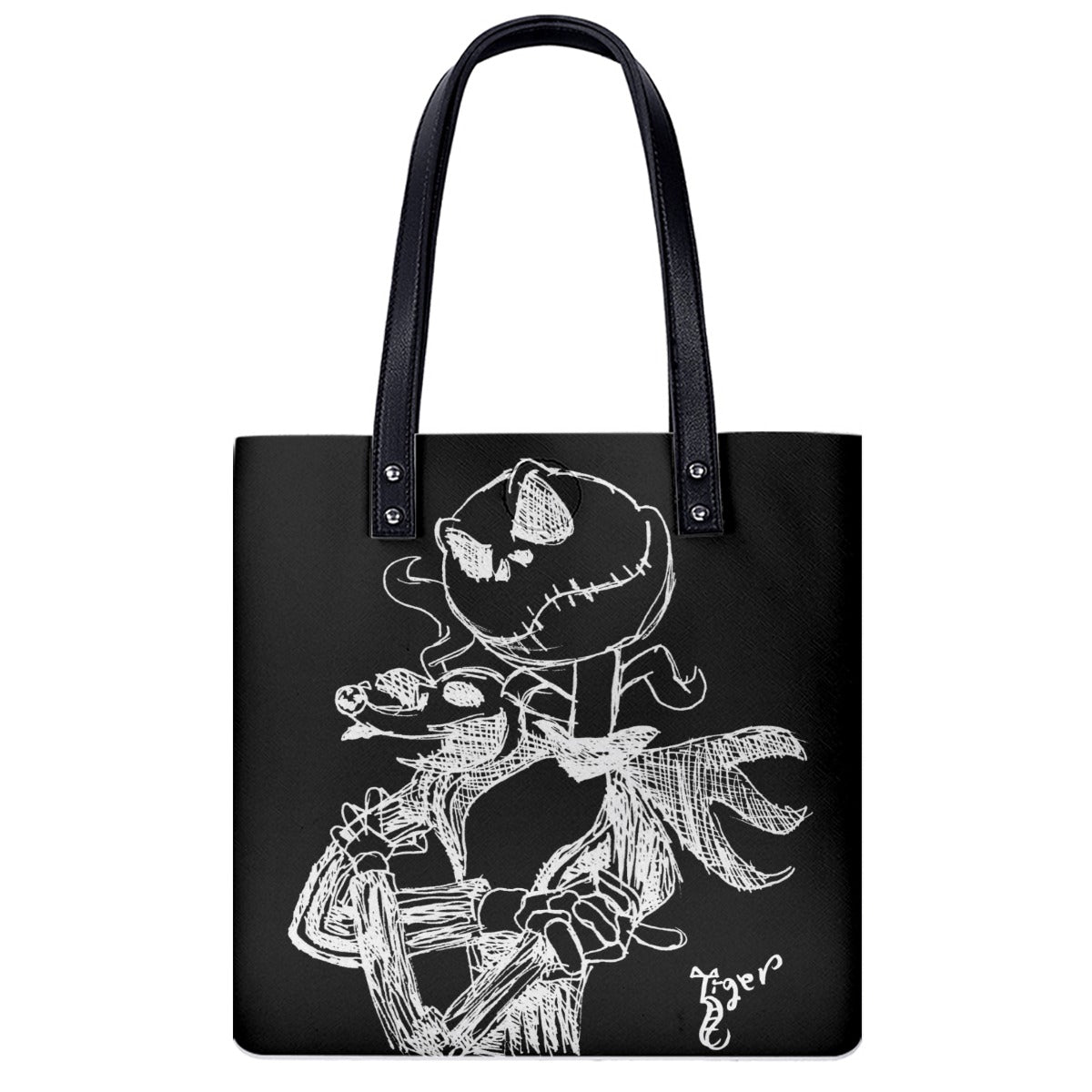 Small Tote - Jack Skellington - Black PU Leather