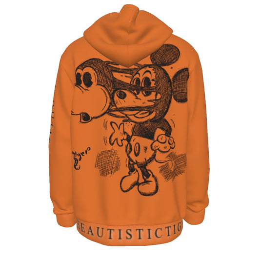 Mickey Face Off Hoodie - Orange Fleece Lined