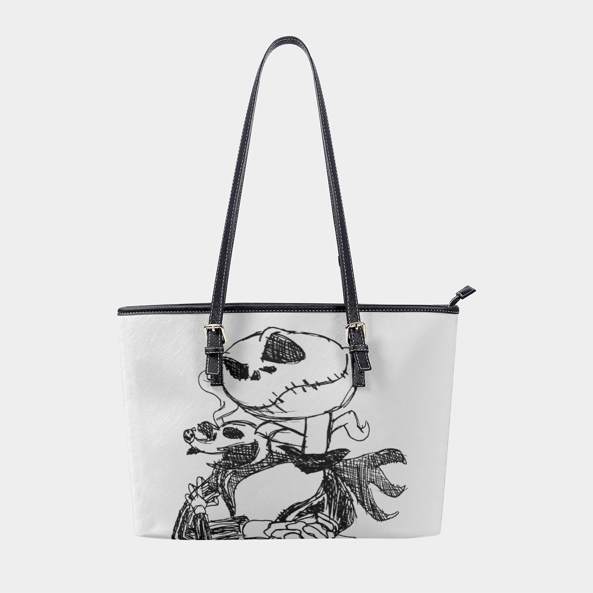 Large Tote - Jack Skellington - White PU Leather