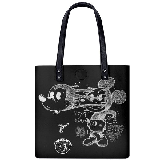 Small Tote - Mickey Face Off - Black PU Leather