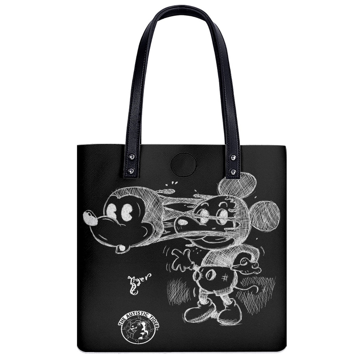 Small Tote - Mickey Face Off - Black PU Leather