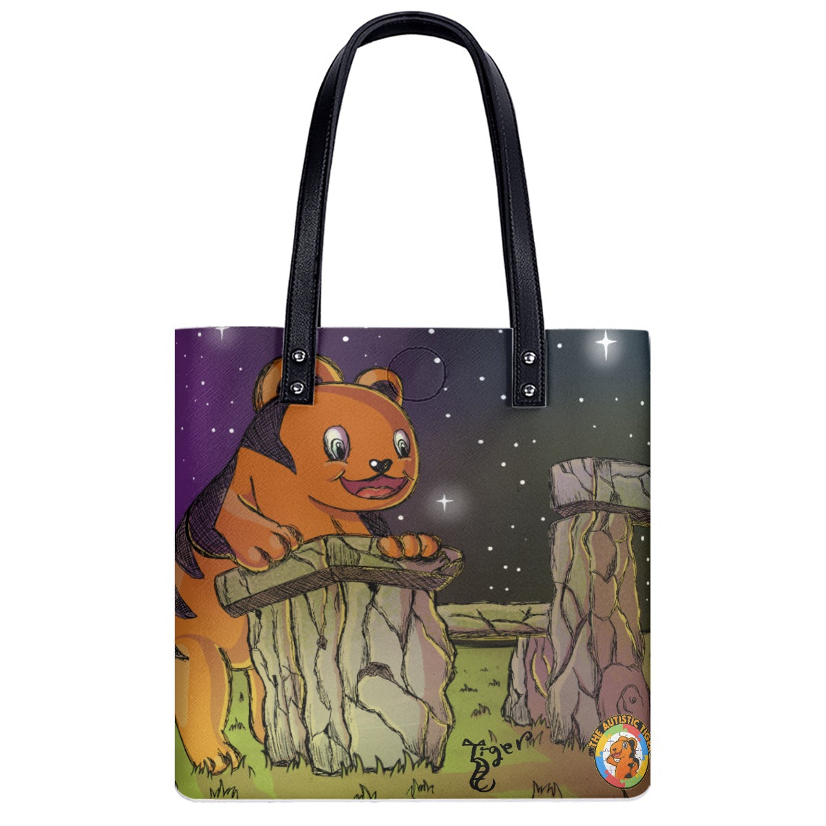 Small Tote - The Autistic Tiger Stonehenge - PU Leather