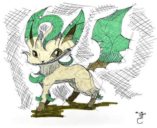 Leafeon - Pokemon - 11x17 Character Drawing