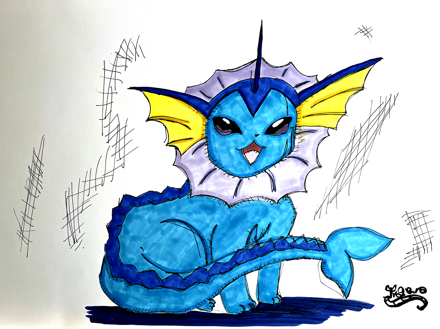 Vaporeon - Pokemon - 11x17 Character Drawing