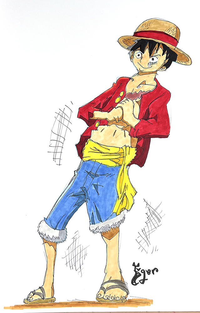 Monkey D. Luffy - One Piece - 11x17 Character Drawing