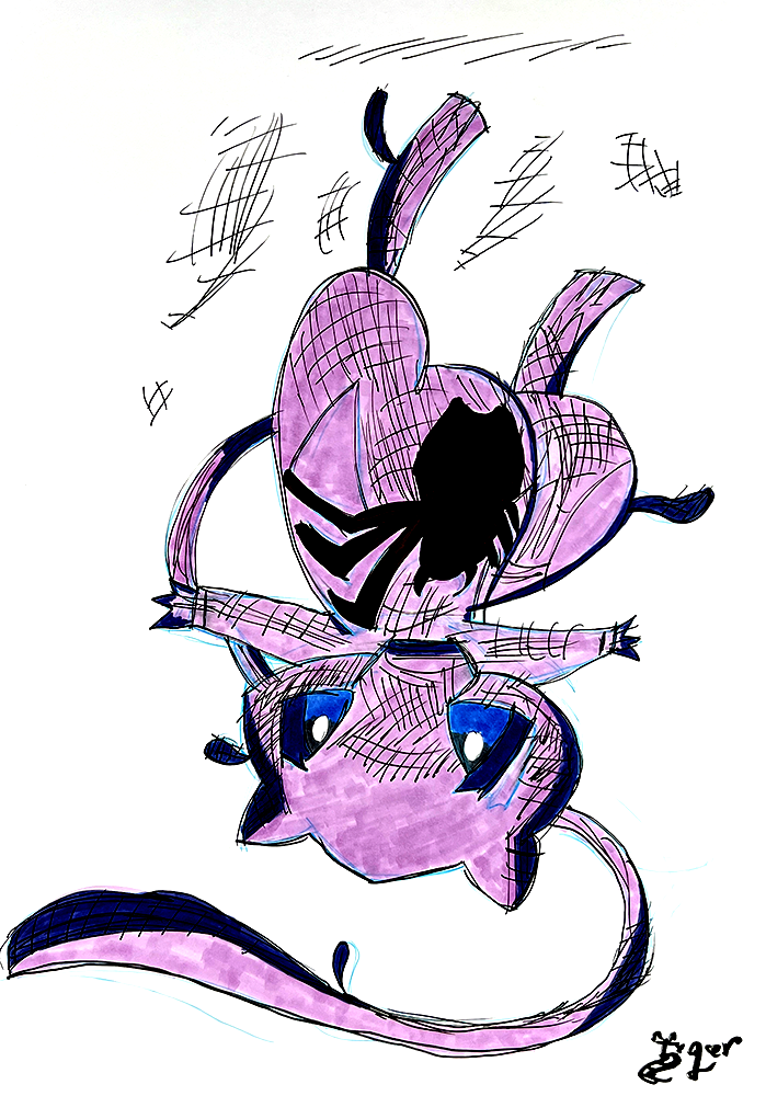 Upside Down Mew Two/Venom - Pokemon - 11x17 Character Drawing