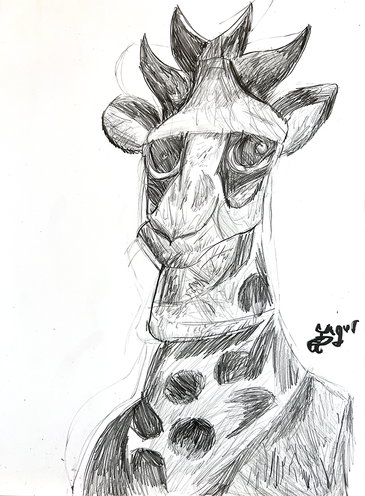 Giraffe Man - 11x17 Original Drawing