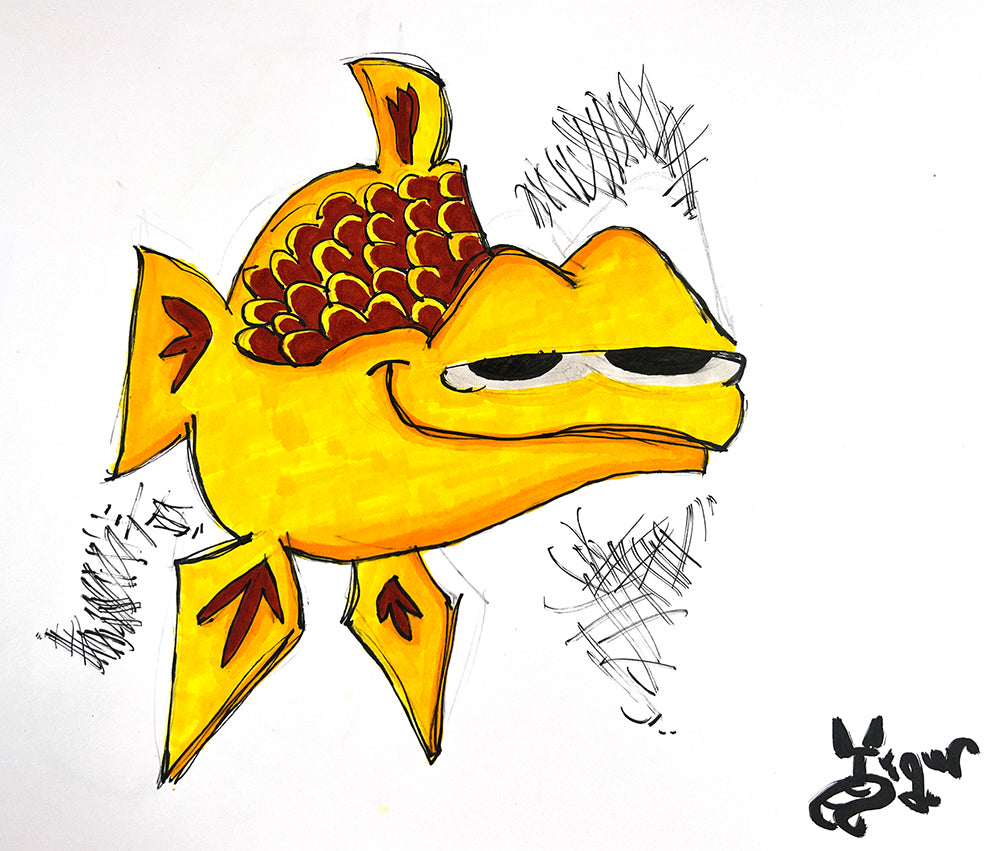 Herman - Life is a Fish - 11x17 Character Drawing