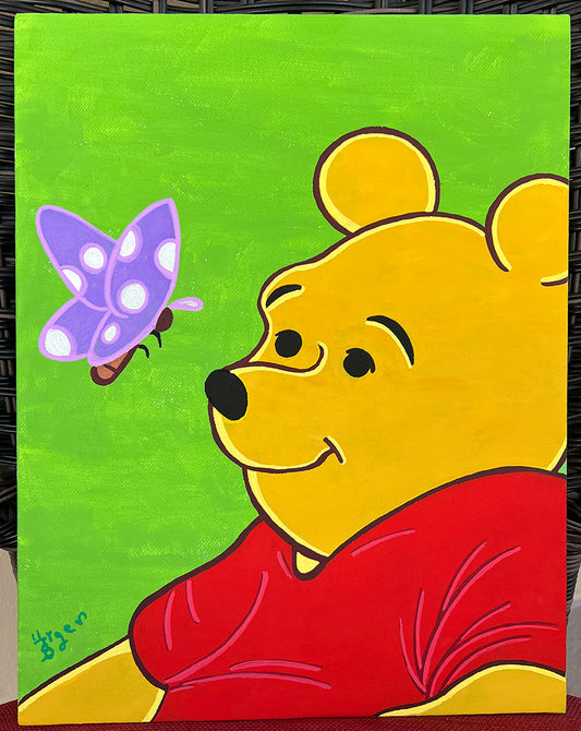 11x14 Painting of Winnie the Pooh and Butterfly