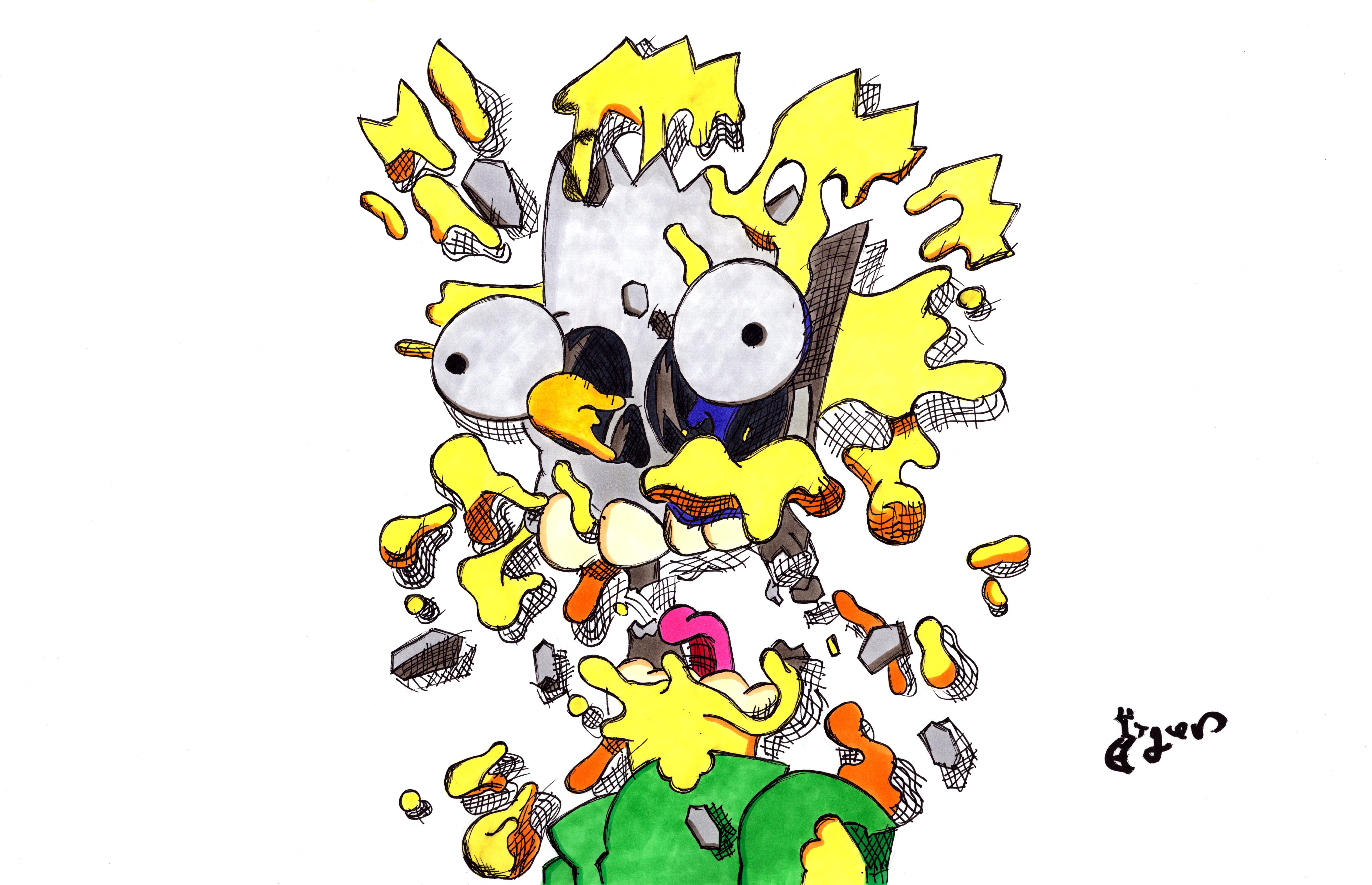 Exploding Bart Head - 11x17 Character Drawing – The Autistic Tiger