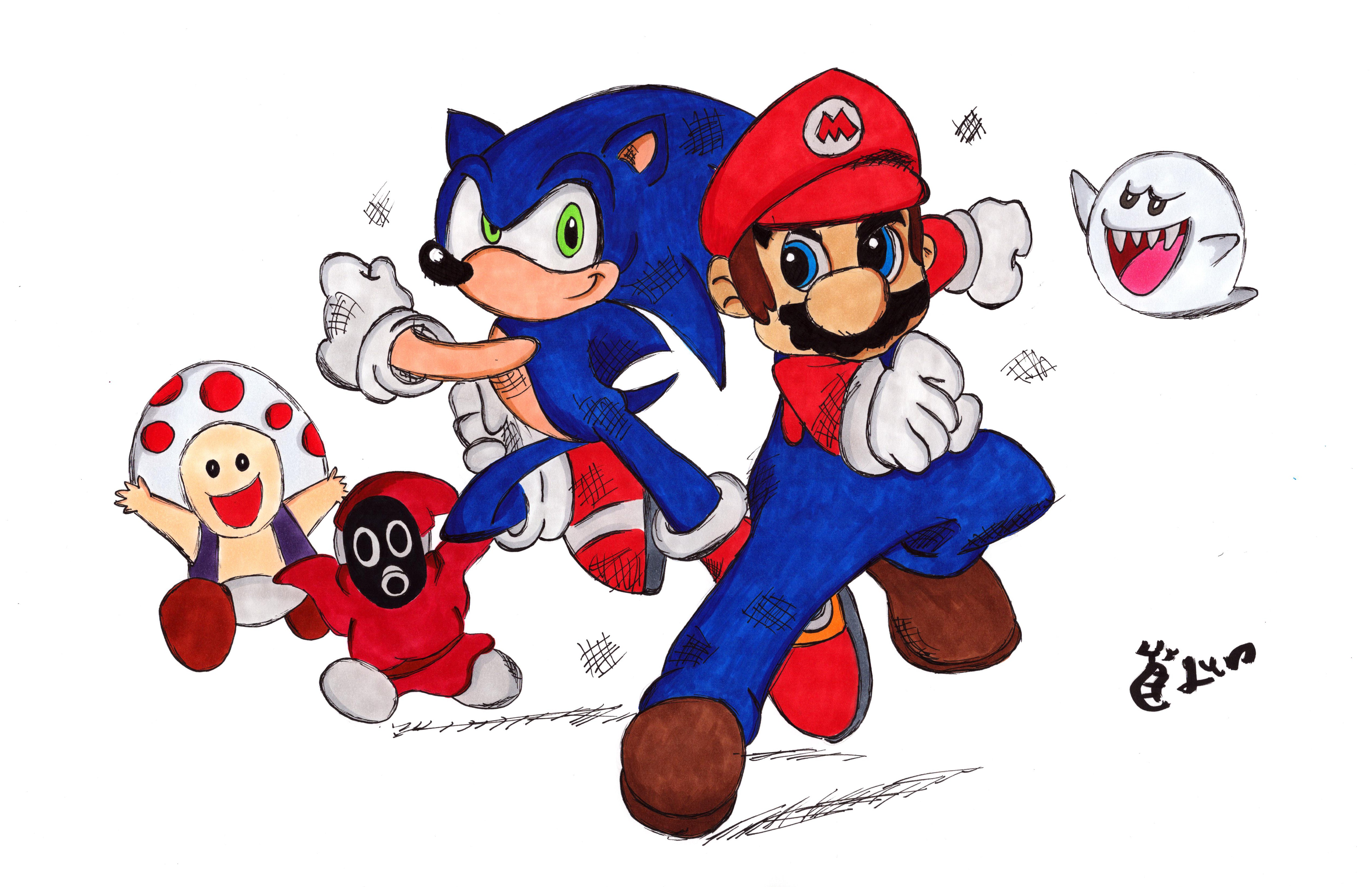 Mario and Sonic - 11x17 Character Drawing – The Autistic Tiger