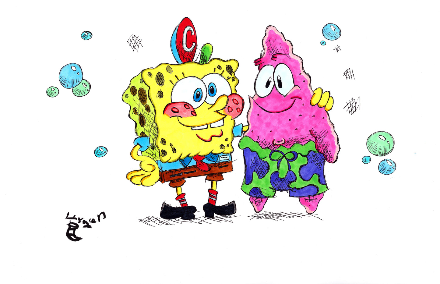 Spongebob and Patrick - 11x17 Character Drawing