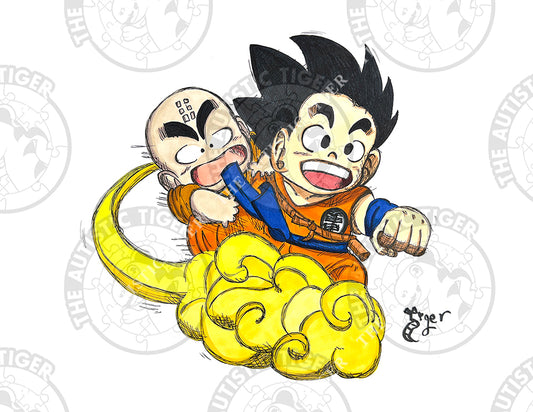 Art Print - A1 Kid Goku on Cloud - Dragon Ball Z