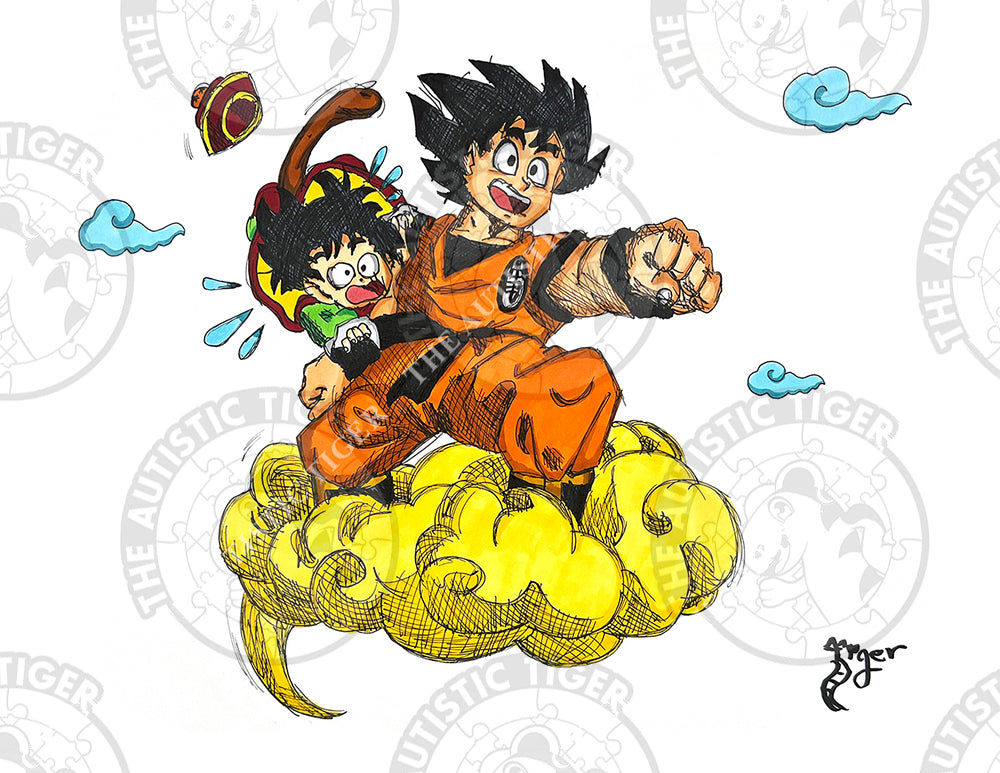 Art Print - A2 Goku on Cloud - Dragon Ball Z