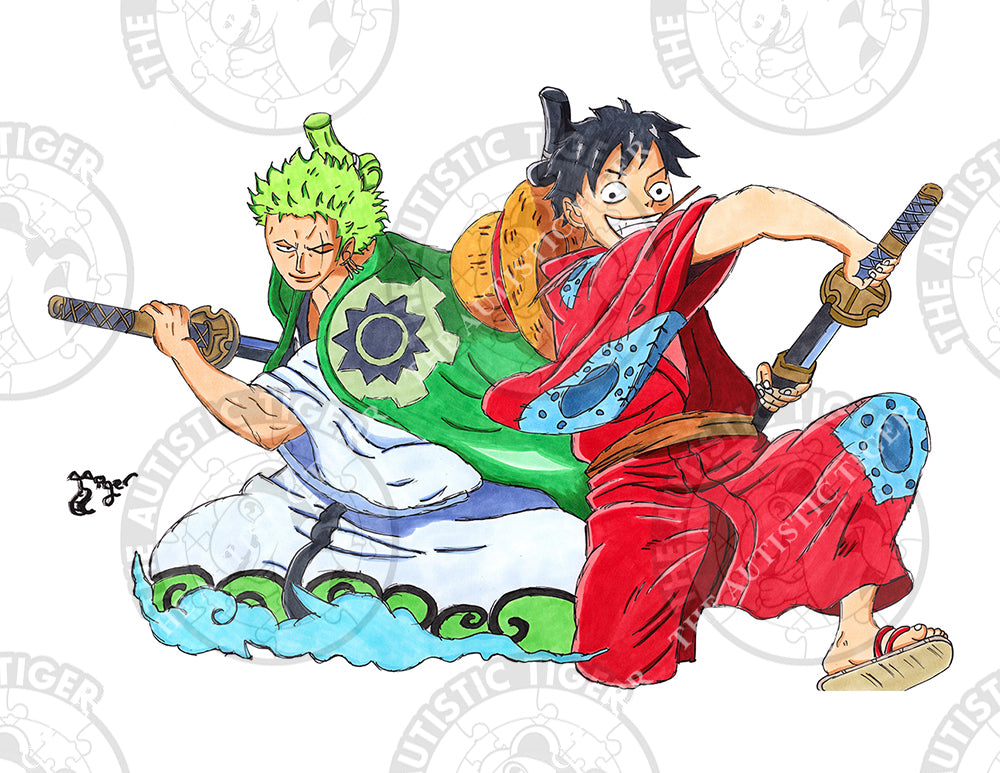 Art Print - A4 Monkey D. Luffy and Roronoa Zoro - One Piece