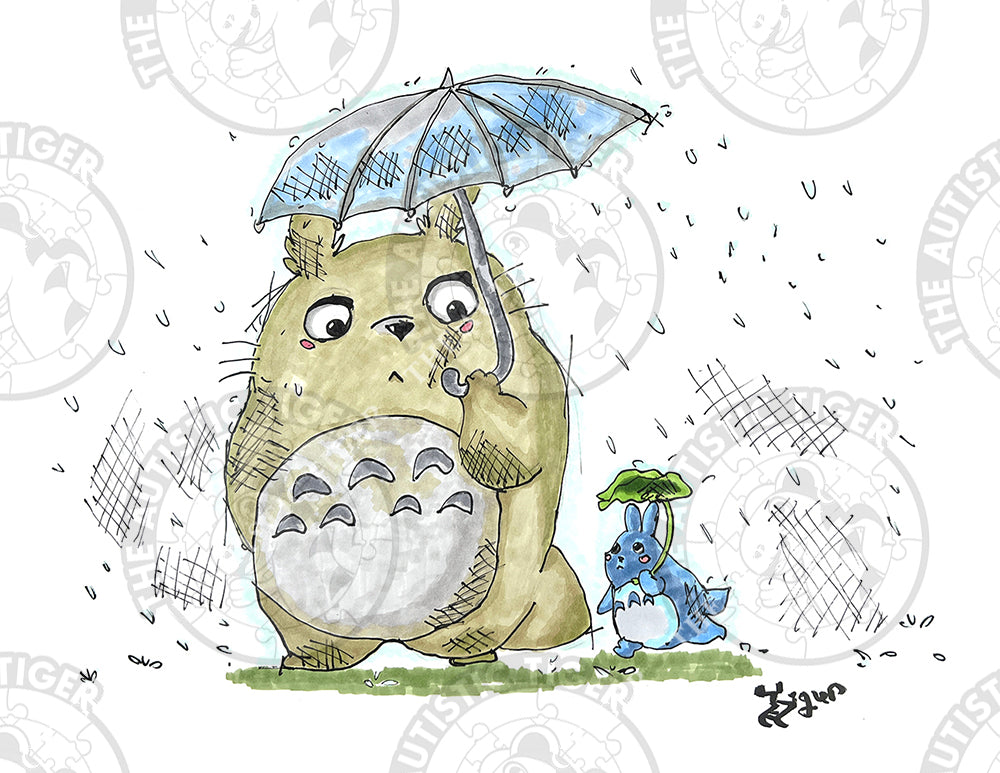 Art Print - A6 Totoro in the Rain - My Neighbor Totoro