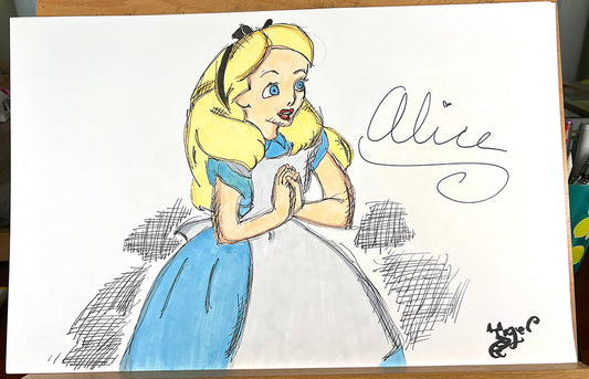 Alice in Wonderland - SIGNED - 11x17 Character Drawing
